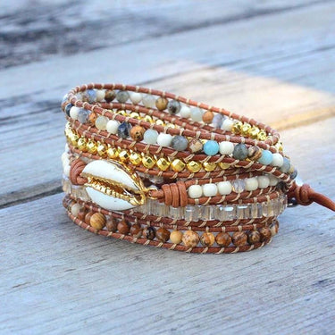 Tranquility Shell Amazonite And Labradorite Wrap Bracelet-Your Soul Place
